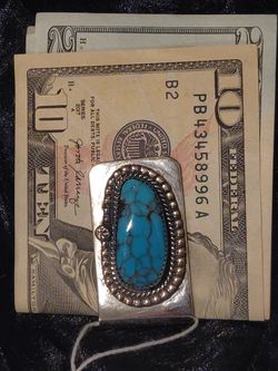 Money Clip with Turquoise and Sterling Silver