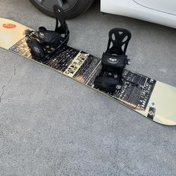 GNU Snowboard 157 cm Carbon High Beam Magna Traction w/Burton Custom large bindings