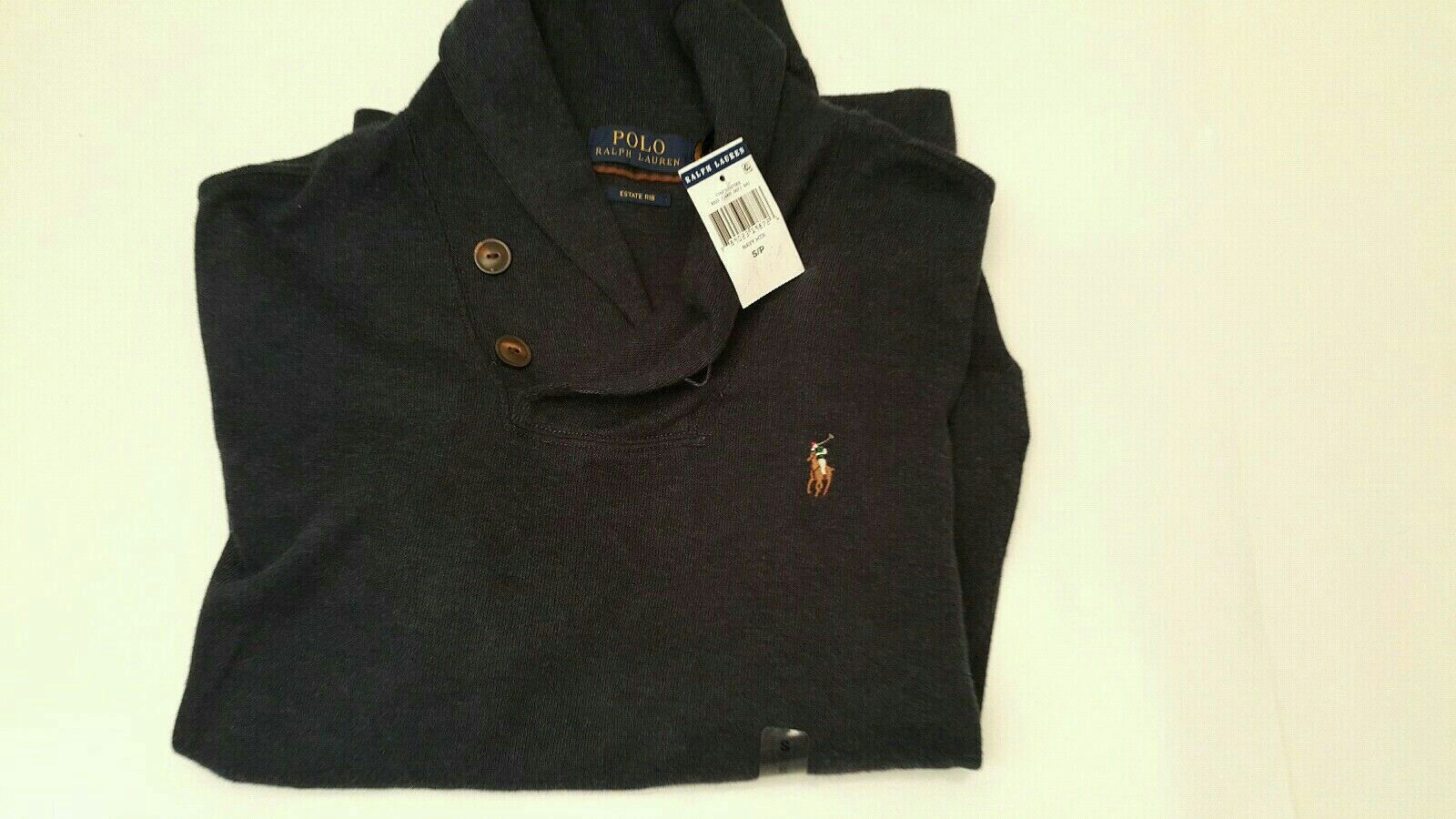 Polo Ralph Lauren Estate Rib Navy Cowl Neck Men's Sweater Sz Small