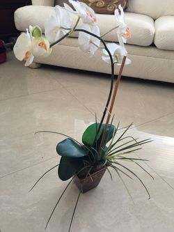 White Orchid Artificial Decorative Pot