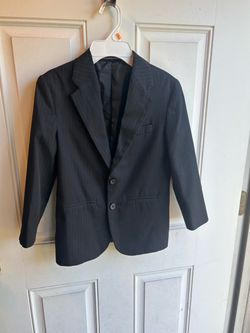 Boys Dark Navy Pinstripe Suit Jacket