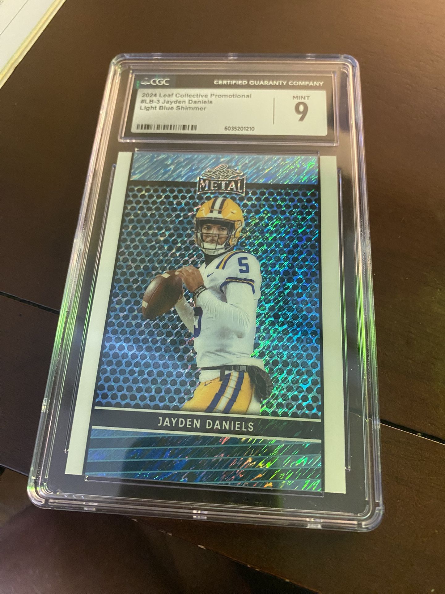 Jaden Daniels 2024 Leaf Metal Collective Promo LB-3 Blue  Graded 9
