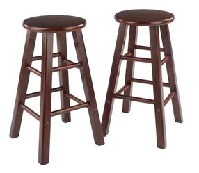 Element 24 in. H Walnut Counter Stool Set (2-Pieces)