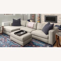 Design Within Reach / DWR Reid Sectional + Ottoman in Ducale Wool (Light Grey)