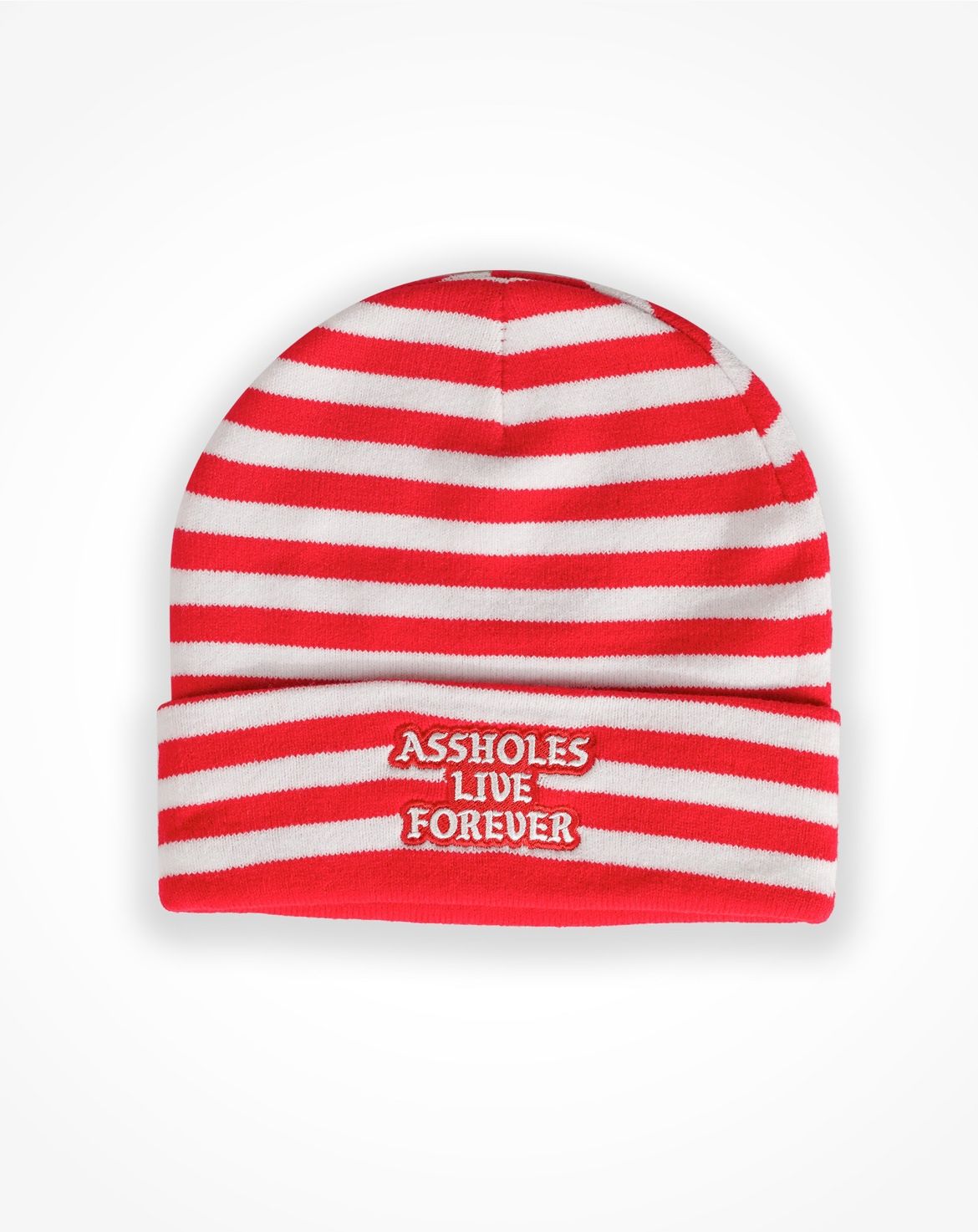 Assholes Live Forever ALF Red White Striped Beanie Unisex