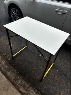 Modern Compact Desk / Writing Table – White & Gold