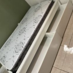 White Bed frame With Drawers Twin Bed