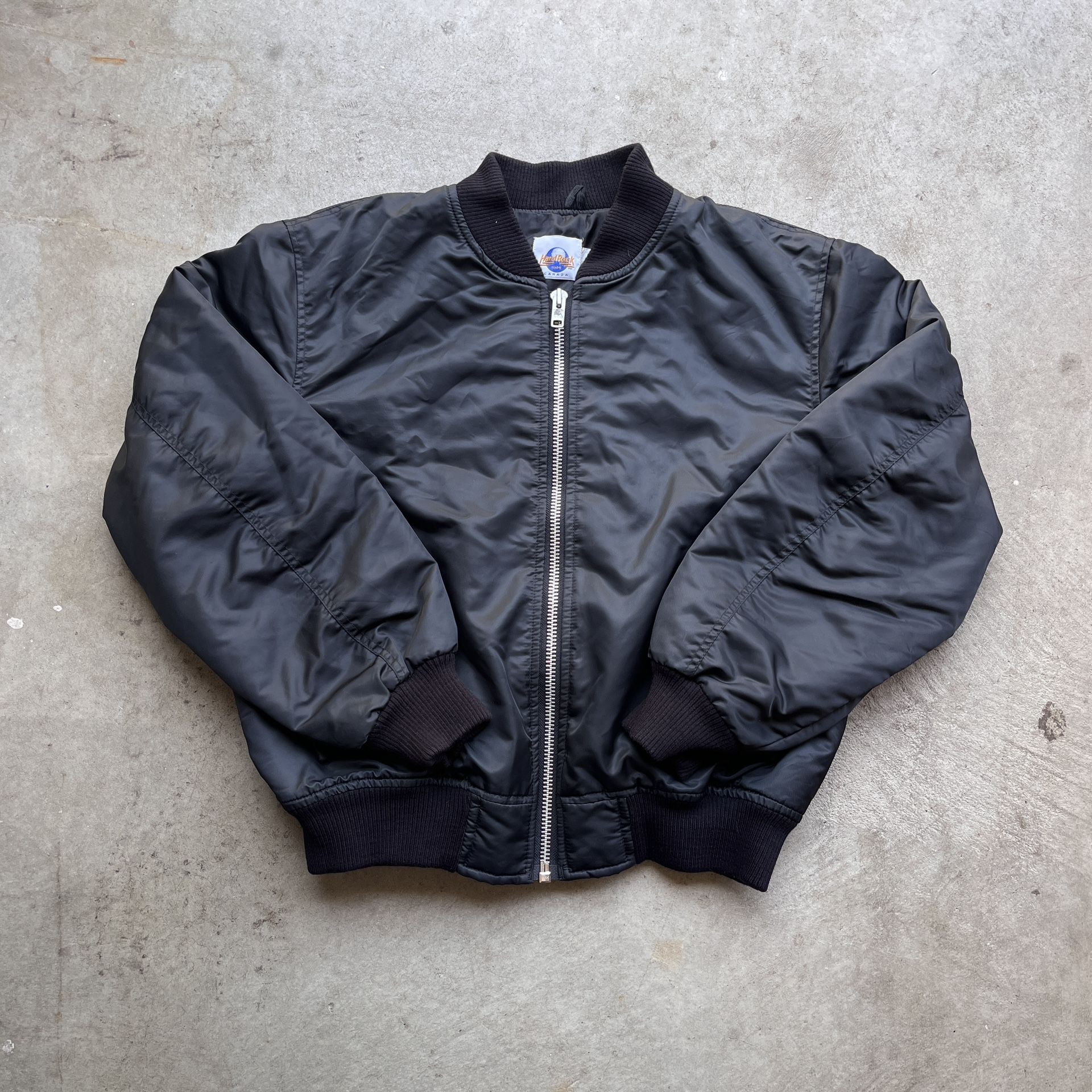 Vintage Hard Rock Cafe Canada Black Flight Bomber Jacket