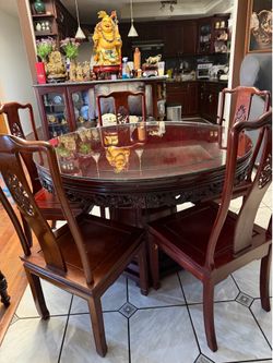 Round table and chairs Dark cherry Rosewood