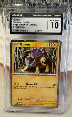 CGC 10 Gem Mint Raikou 048/132 Mega Evolution 2-Pack Blister Pokémon Card