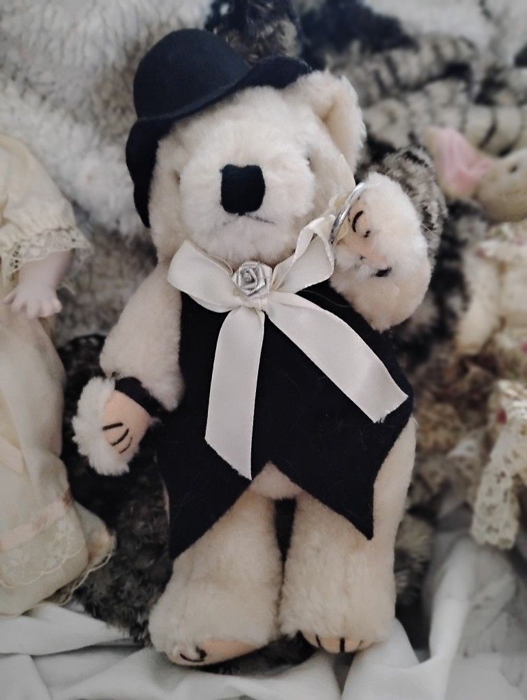 Vintage Stuffed Bear With Top Hat