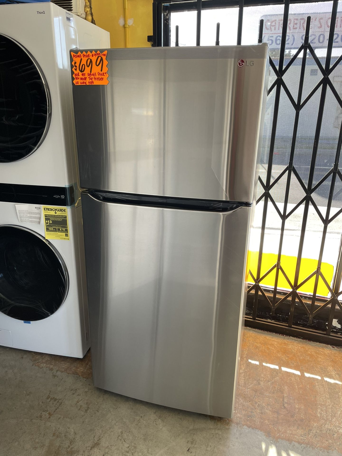 New LG Top Freezer Refrigerator 30” Wide 