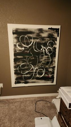 Nice Contemporary Painting  MCM  Canvas Art 48" X 60"  W/ Hanging Hardware
