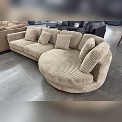 camel corduroy modern sectional couch