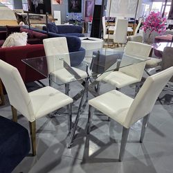 5 PIECE DINING TABLE SET   DINING TABLE IANIIA 51.18" Rectangular Clear Tempered