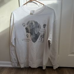 White Crewneck With Dog Graphic Size Medium