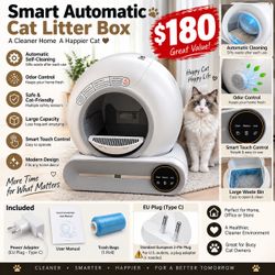 Smart Automatic Self-Cleaning Cat Litter Box – $180 🐾