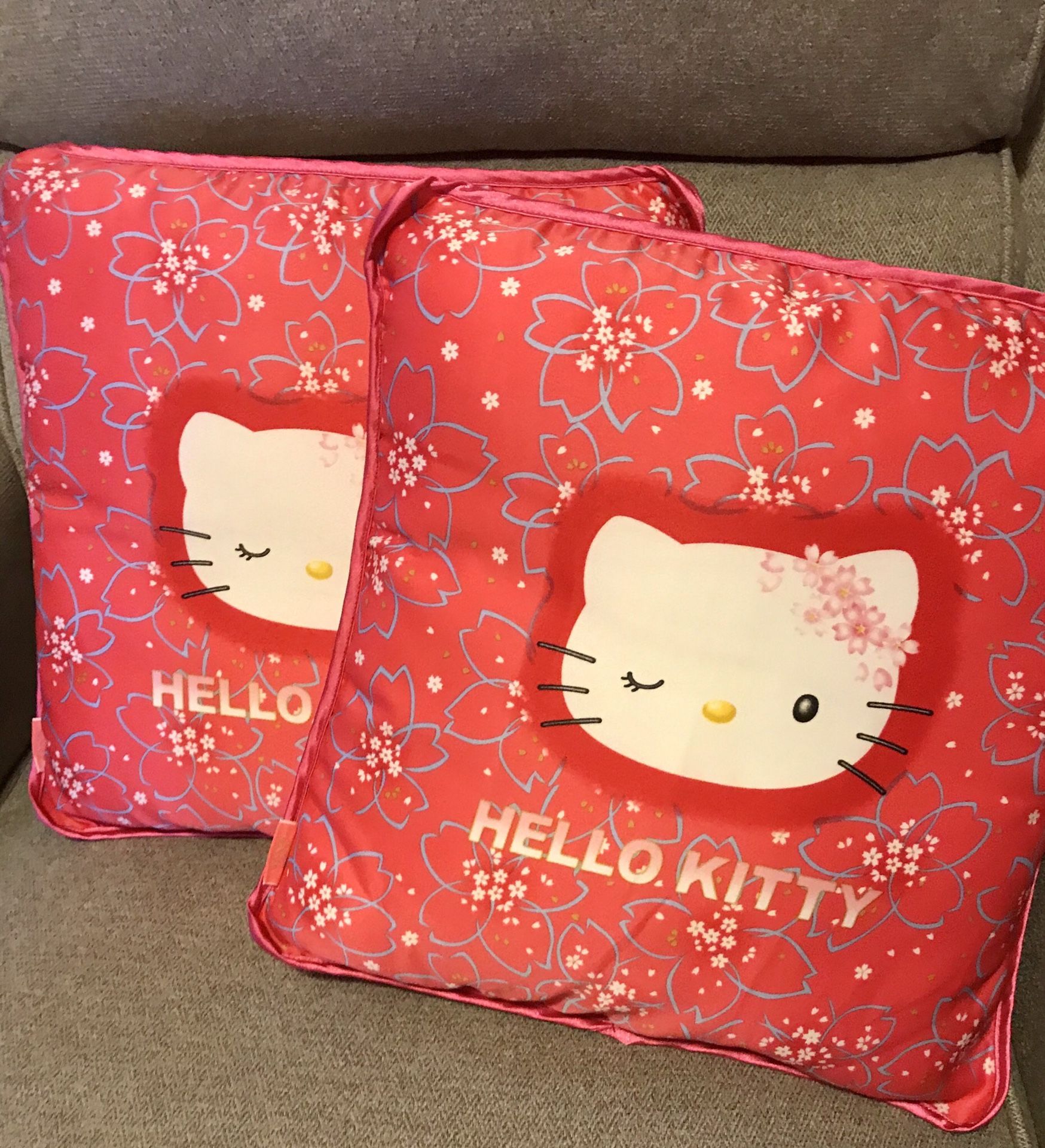 Two Hello Kitty 12x12 decor pillows. Still new