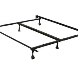 Adjustable Metal Bed Frame with Wheels - Fits Twin, Full Or Queen