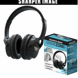 Unused Sharper Image Wireless Rechargeable TV Headphones, Black, 2.4 GHz, Transmits up to 100ft