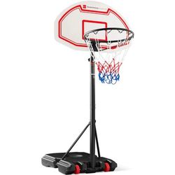 Height-Adjustable Basketball Hoop, Portable Backboard System w/ Wheels