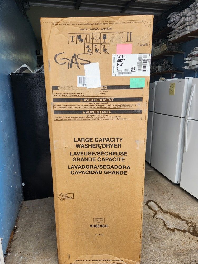 Whirlpool Gas 27" Stack Set Brand New ( Washer/dryer Combo)