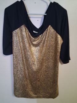 Black and Gold Sequin Cowl Neck Top size large