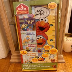 Rare New Sesame Street Elmo Growth Chart Books, Door Hanger Message Board