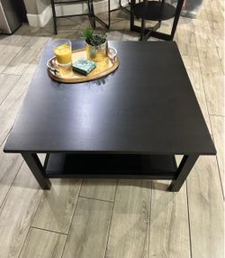 Square Coffee Table – Dark Espresso Wood, 35¼" x 35¼" x 18¼