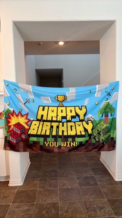 Minecraft material birthday banner