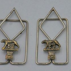 Set of 4 napkin clips  800 silver Italy Angel, Eagle, Bear Roma (2) antique mint condition.  