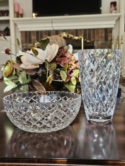Vintage Crystal Bowl & Vase Set Canterbury Pattern