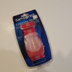 Vintage Red Samsonite Luggage Strap Heavy Duty Suitcase Travel New Old 
Stock. New, sealed. UPC 02.
Adjust to fit suitcases up to 72".
Weigh