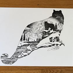Handmade Big Cat Art Prints