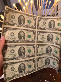 Wow 😮!! Uncut Sheet of (8) Two-Dollar Bills ($2) - Series 2017A Crisp Uncirculated !!
