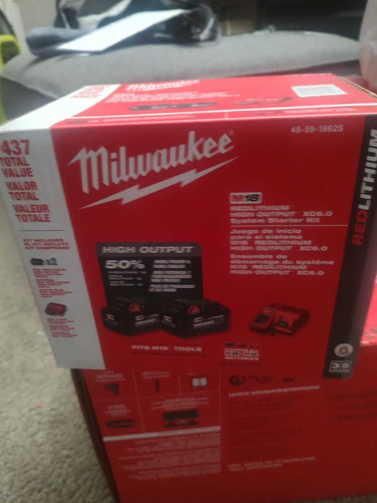 New Milwaukee M18. 2-6.0ah High Output Batteries And Charger