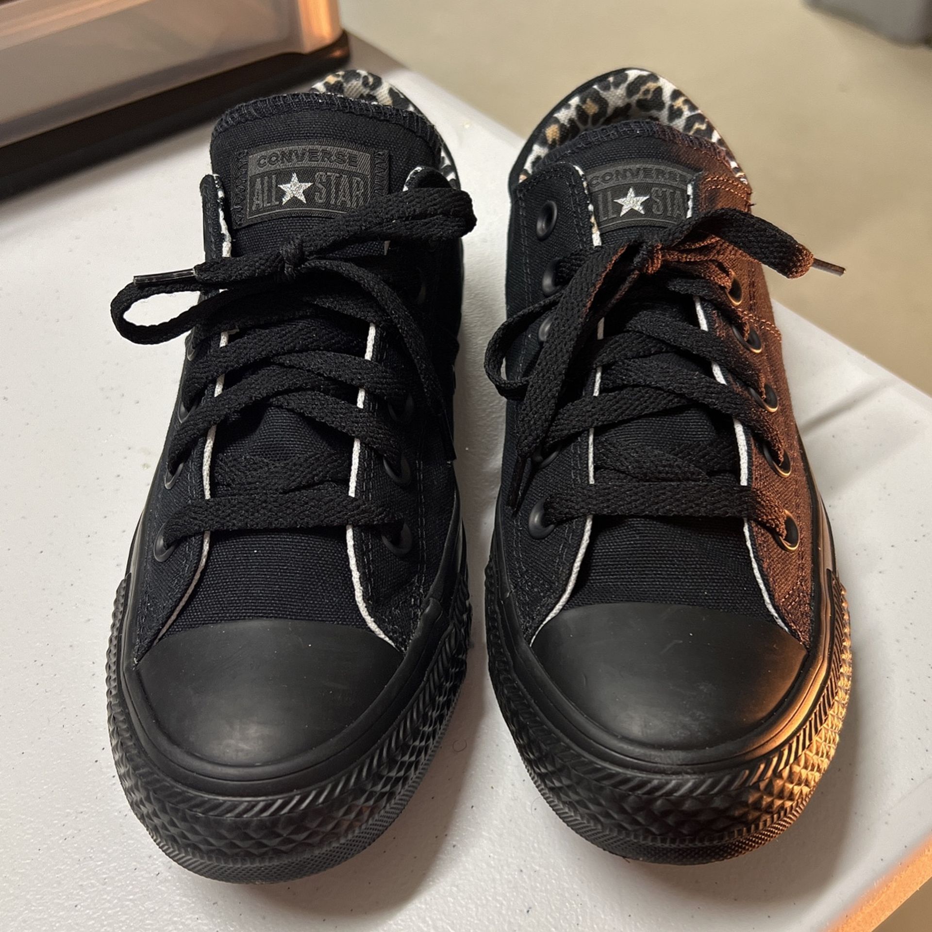 Vans Black With Leopard Inside Size8