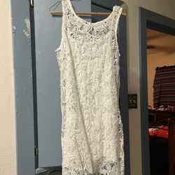 White Cotton Lace Sleeveless Dress Sz Medium
