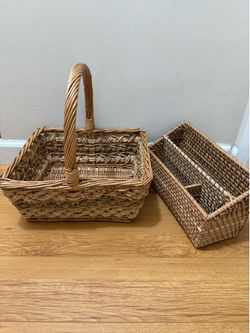 Woven Basket & Organizer Basket Set