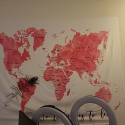 World Map Pink And Gold