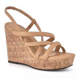 Jessica Simpson Simina leather cork wedge strappy sandals women’s Size 10M