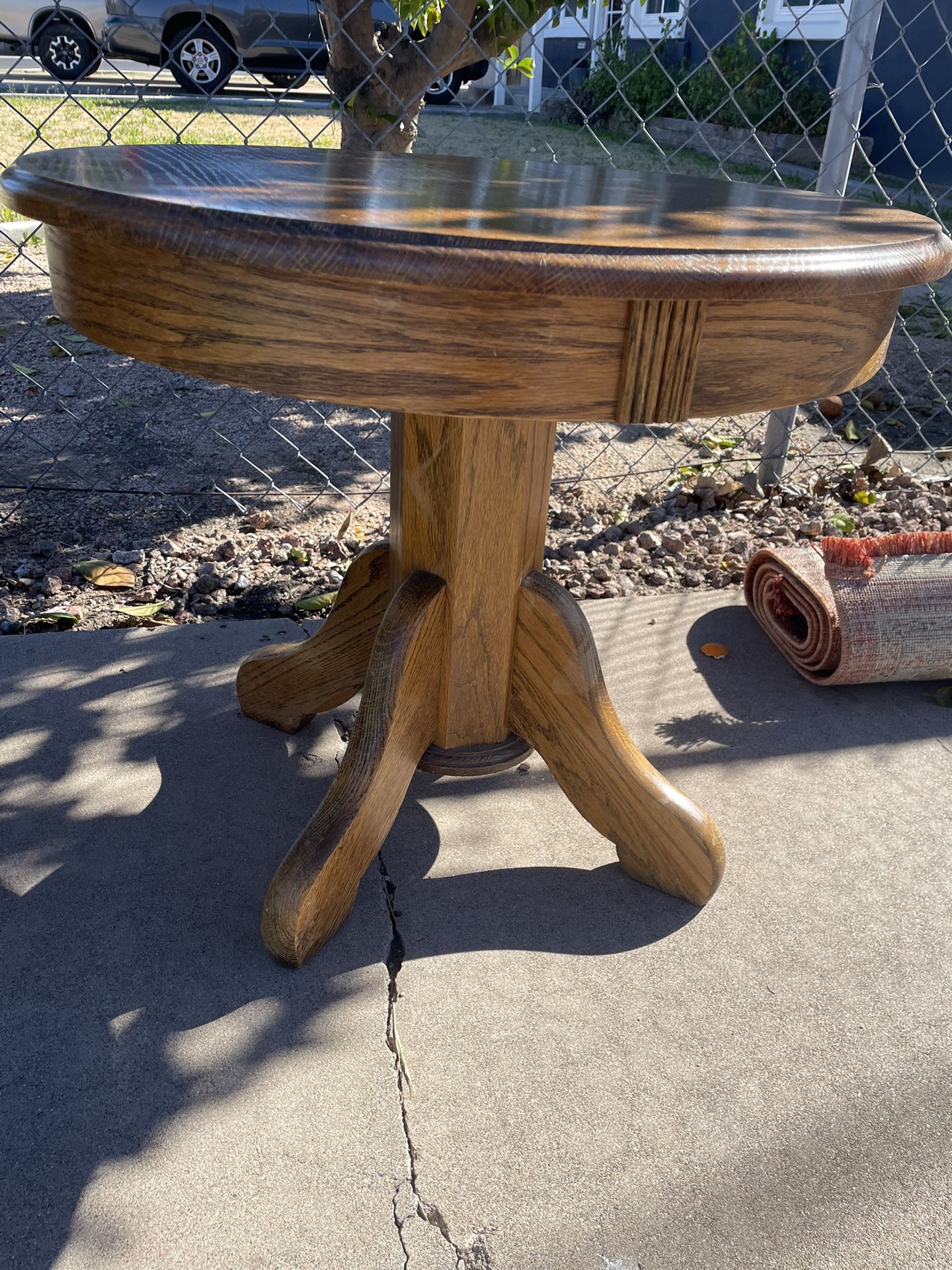 Antique Oak Side Table Solid Wood Vintage Pedestal End Table Nightstand 