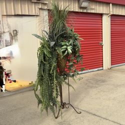 Tall Mixed Plant In Metal Stand Pot 