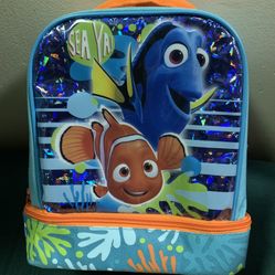 Finding Nemo and Dora insulated lunch bag - a last name in sharpie on the inside 