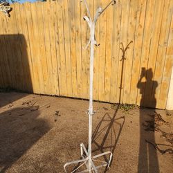 White Rustic Metal Freestanding Coat Rack