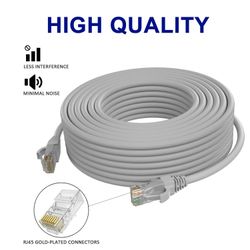 4 X Adoreen Cat6E Ethernet Cable 200 Ft-White, High Speed Long Internet Network Cable