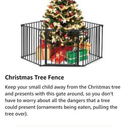 Bonnlo 120 Inches Wide Configurable Baby Gate Fireplace Safety Fence/Guard Adjustable 5-Panel Metal Play Yard for Toddler/Pet/Dog Christmas Tree Fence