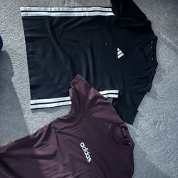 Two Adidas Shirts Maroon And Black 