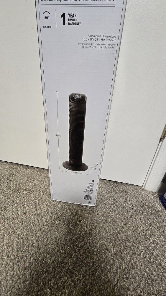 28 In Oscillating Tower Fan