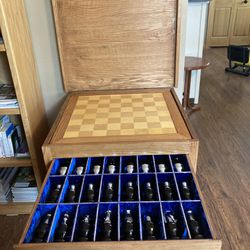 Chess Set Cabinet With Avon Chess Pieces 